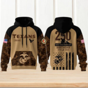 Houston Texans x US Marine Corps 250th Anniversary Custom Hoodie