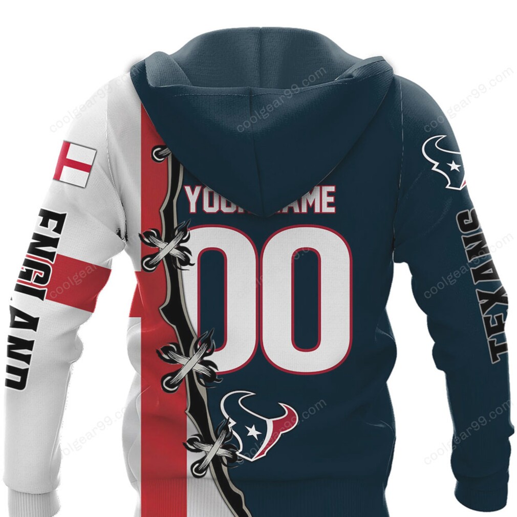 Houston Texans x England Flag Hybrid Performance NFL Flag Hoodie Houston Texans x England Flag Hybrid Performance NFL Flag Hoodie