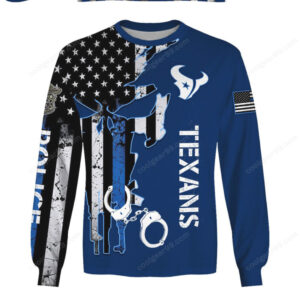 Houston Texans Police Thin Blue Line, NFL Football Fan Hoodie