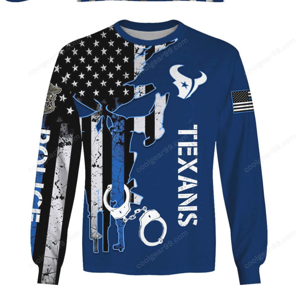 Houston Texans Police Thin Blue Line, NFL Football Fan Hoodie Houston Texans Police Thin Blue Line, NFL Football Fan Hoodie