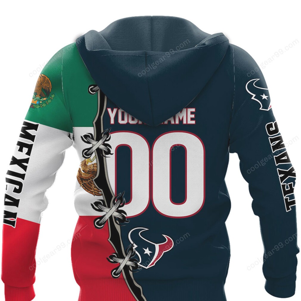 Texans Mexican Flag Crossover NFL Flag Hoodie Texans Mexican Flag Crossover NFL Flag Hoodie