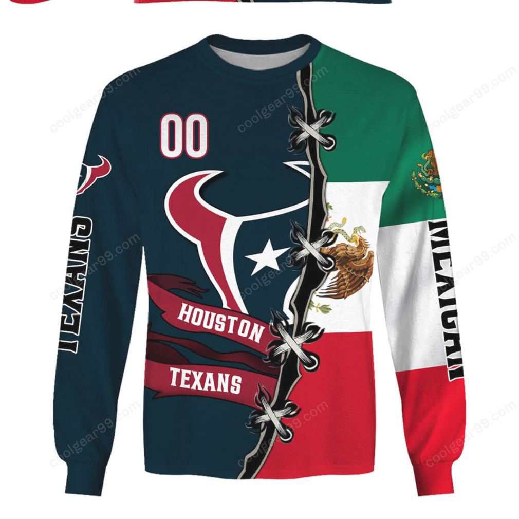 Texans Mexican Flag Crossover NFL Flag Hoodie Texans Mexican Flag Crossover NFL Flag Hoodie