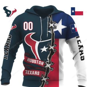 Houston Texans Navy Blue and Red Hoodie