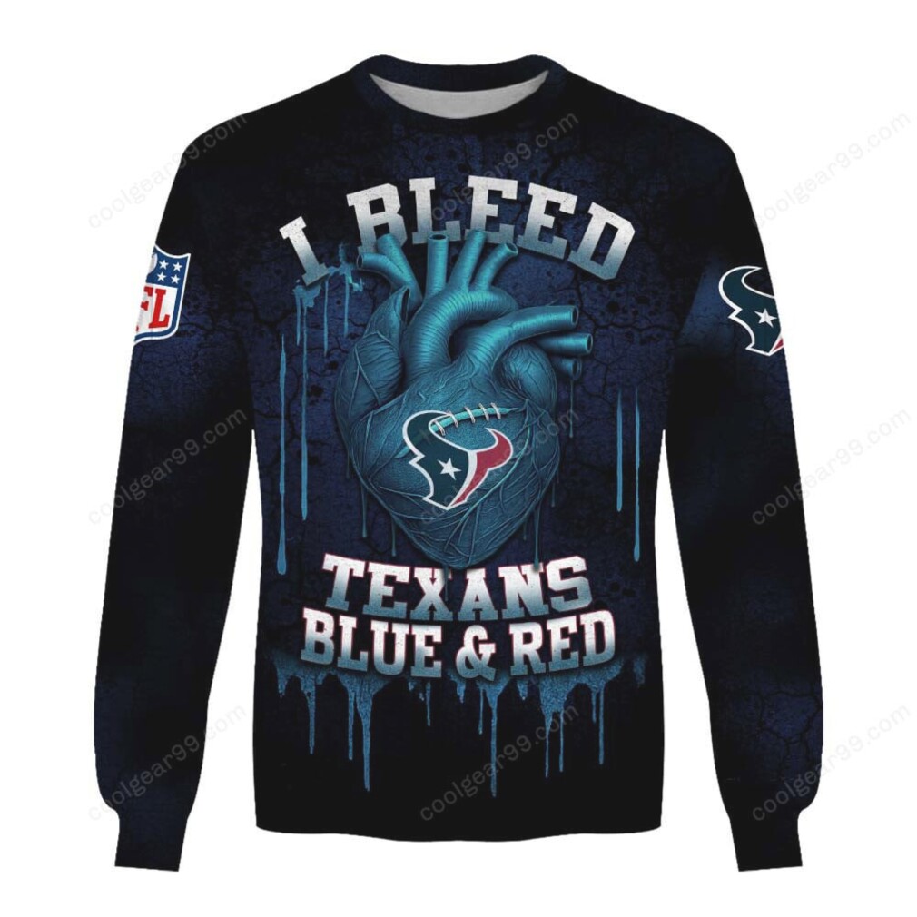 I Bleed Texans Blue Red NFl Hoodie I Bleed Texans Blue Red NFl Hoodie