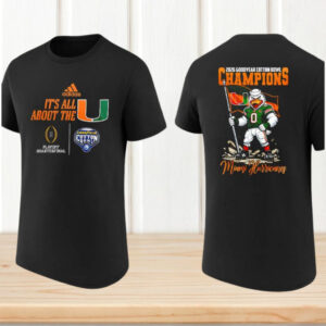 2026 Goodyear Cotton Bowl Champions Miami Hurricanes Mascot Flag Sport Shirt