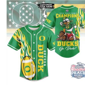 Oregon Ducks Official NCAA 2026 Peach Bowl Champions Jersey Shirt