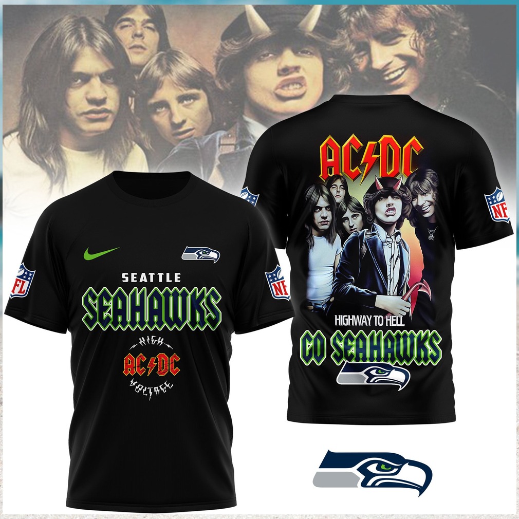 ACDC Highway To Hell Seattle Seahawks Rock Band Mashup T Shirt ACDC Highway To Hell Seattle Seahawks Rock Band Mashup T Shirt