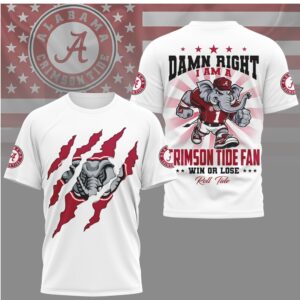 Alabama Crimson Tide Damn Right I Am A Fan Big Al Mascot Shirt