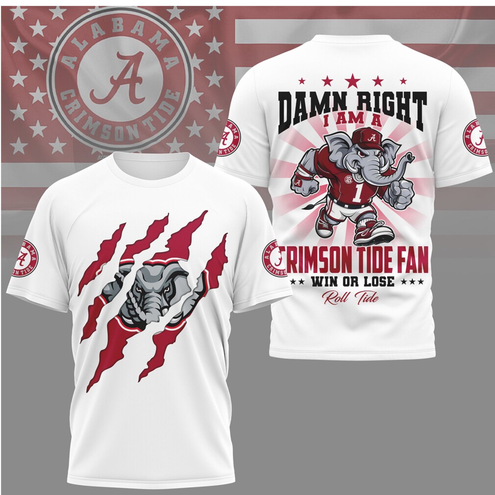 Alabama Crimson Tide Damn Right I Am A Fan Big Al Mascot Shirt Alabama Crimson Tide Damn Right I Am A Fan Big Al Mascot Shirt