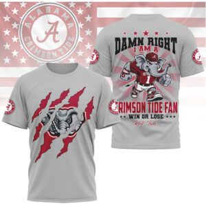 Alabama Crimson Tide Damn Right I Am A Fan Big Al Mascot Shirt