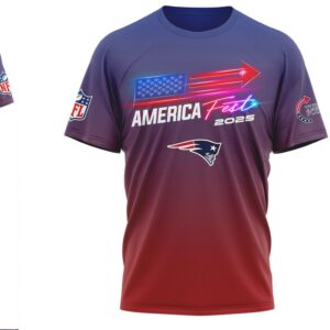 America Fest 2025 New England Patriots Red White Blue Gradient Performance Shirt