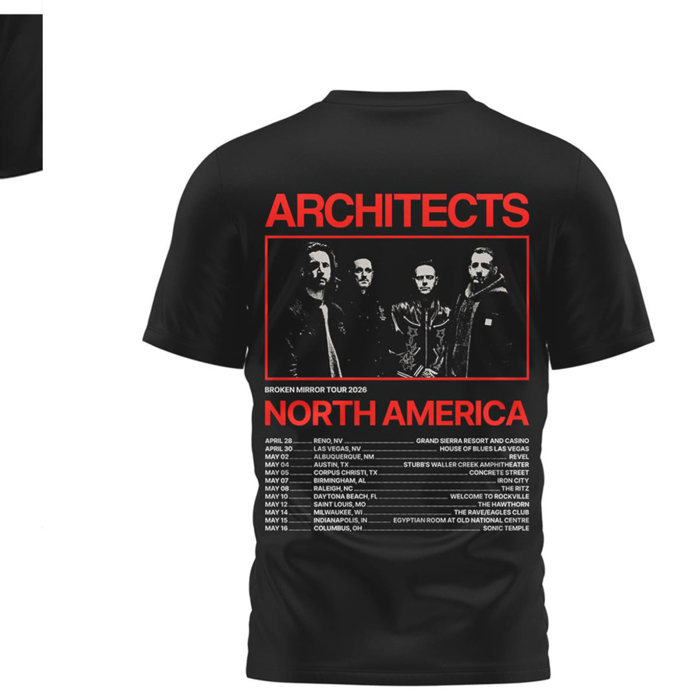Architects Band Broken Mirror North America Tour 2026 Heavy Metal Aesthetic Graphic T Shirt Architects Band Broken Mirror North America Tour 2026 Heavy Metal Aesthetic Graphic T Shirt