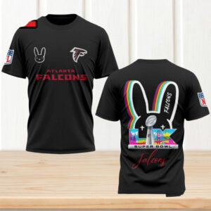 Atlanta Falcons Bad Bunny Super Bowl LX Collaboration T Shirt Trendy NFL Fan Graphic Apparel