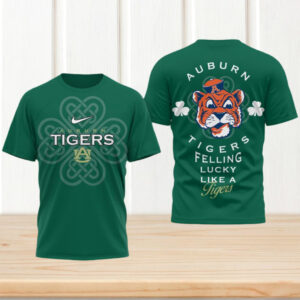 Auburn Tigers St. Patrick's Day Lucky Like A Tiger Green Vintage Mascot Shirt