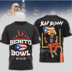 Bad Bunny 2026 Super Bowl Benito Bowl Flag & Goalpost T Shirt