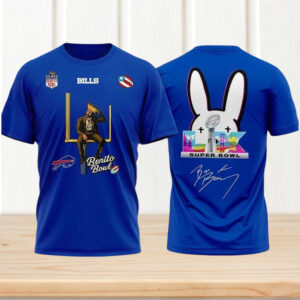 Bad Bunny Benito Bowl Buffalo Bills Blue Graphic Tee Super Bowl LX Fan Apparel Shirt