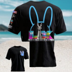 Bad Bunny Benito Bowl LX Black Neon Logo Fan T Shirt Bad Bunny Benito Bowl LX Black Neon Logo Fan T Shirt
