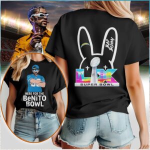Bad Bunny Los Angeles Chargers Benito Bowl Super Bowl LX Fan T Shirt Bad Bunny Los Angeles Chargers Benito Bowl Super Bowl LX Fan T Shirt