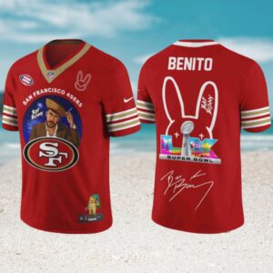Bad Bunny San Francisco 49ers Benito Bowl Super Bowl LIX Football Fan Jersey Bad Bunny San Francisco 49ers Benito Bowl Super Bowl LIX Football Fan Jersey