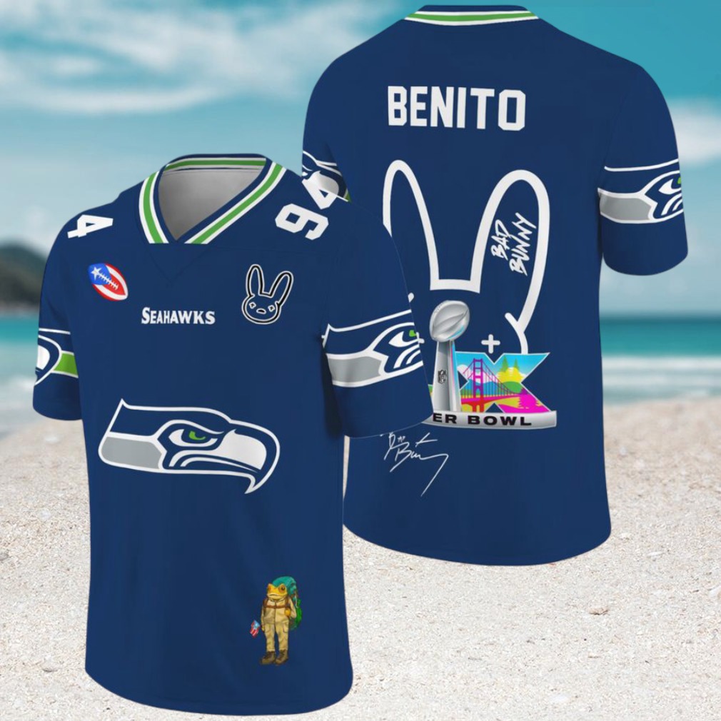 Bad Bunny Seattle Seahawks Benito 94 Super Bowl LIX Custom Football Jersey Bad Bunny Seattle Seahawks Benito 94 Super Bowl LIX Custom Football Jersey