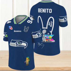 Bad Bunny Seattle Seahawks Benito 94 Super Bowl LIX Custom Football Jersey