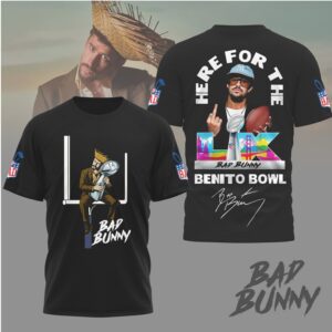 Bad Bunny Super Bowl LX Black Benito Bowl Signature T Shirt