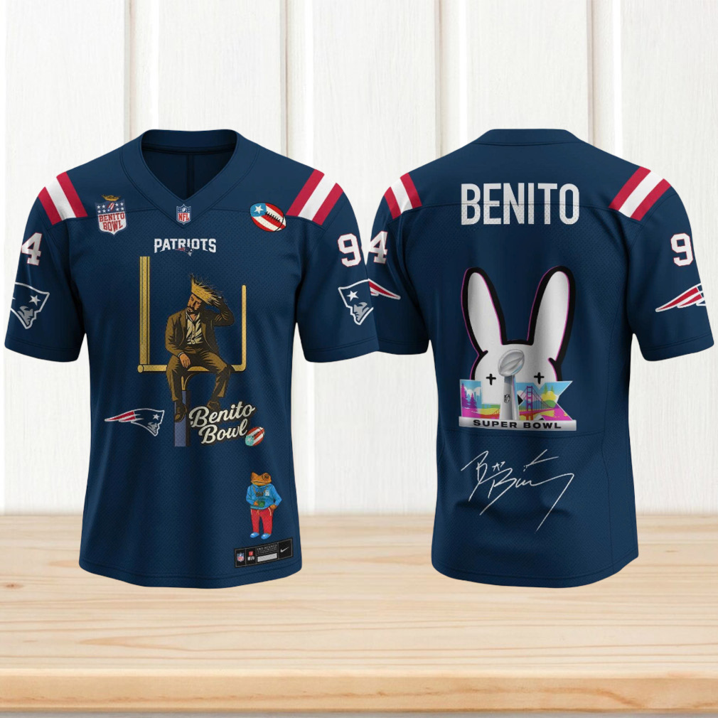 Bad Bunny Super Bowl LX Halftime Show Benito Bowl Blue Patriots Signature Jersey Bad Bunny Super Bowl LX Halftime Show Benito Bowl Blue Patriots Signature Jersey