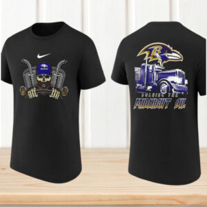 Baltimore Ravens Burning The Midnight Oil Trucker Skull Football Fan T Shirt