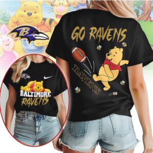 Baltimore Ravens Football Official NFL Winnie The Pooh Fan Shirt