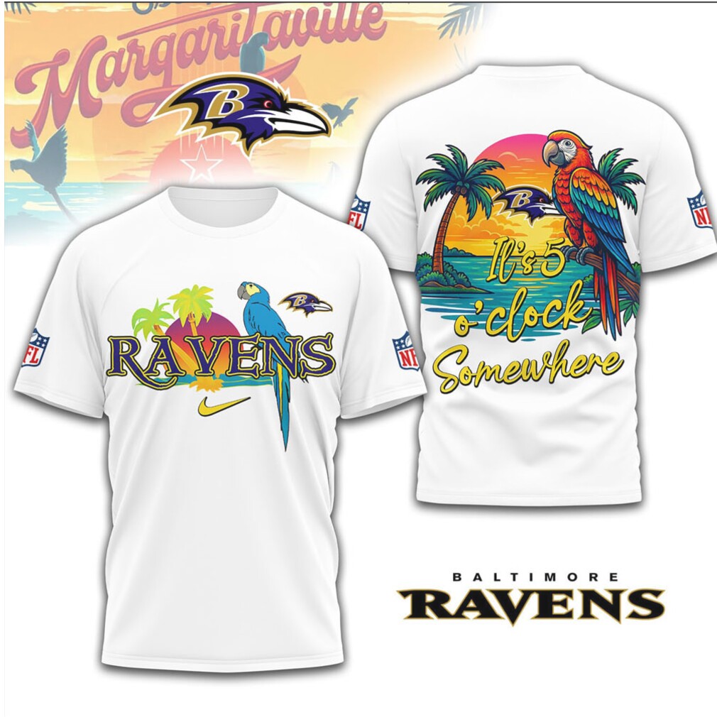Baltimore Ravens Official NFL It's 5 O'clock Somewhere 3D Shirt Baltimore Ravens Official NFL It's 5 O'clock Somewhere 3D Shirt
