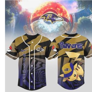 Baltimore Ravens Official NFL Pikachu Jersey Shirt