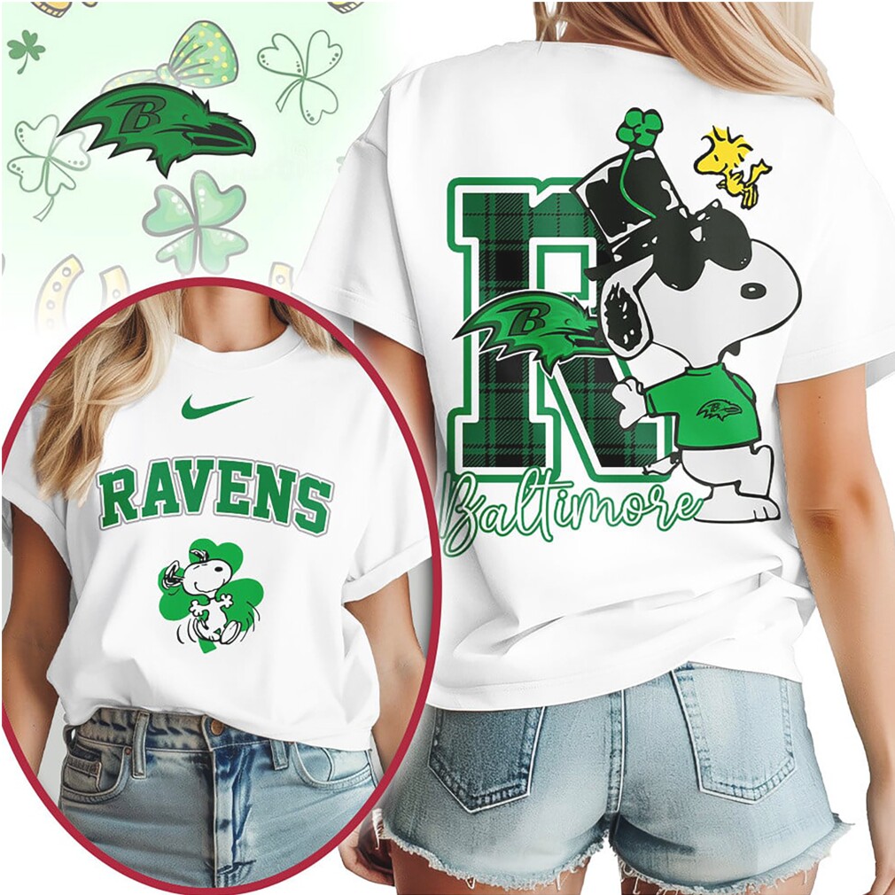 Baltimore Ravens Snoopy St. Patrick's Day Lucky Shamrock Women's Football Fan T Shirt Baltimore Ravens Snoopy St. Patrick's Day Lucky Shamrock Women's Football Fan T Shirt
