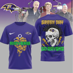 Baltimore Ravens x Green Day Punk Skull Mohawk Graphic Tee Baltimore Ravens x Green Day Punk Skull Mohawk Graphic Tee