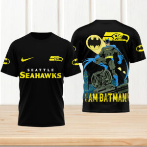 Batman I Am Batman Seattle Seahawks DC Comics Superhero Football Mashup T Shirt