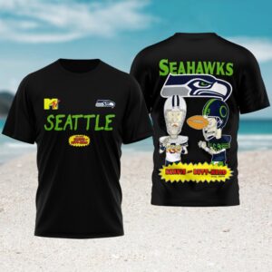 Beavis and Butt Head Seattle Seahawks MTV 90s Cartoon Retro T Shirt Beavis and Butt Head Seattle Seahawks MTV 90s Cartoon Retro T Shirt