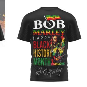 Bob Marley Happy Black History Month One Love Reggae Legend Portrait Graphic Fan Shirt Bob Marley Happy Black History Month One Love Reggae Legend Portrait Graphic Fan Shirt