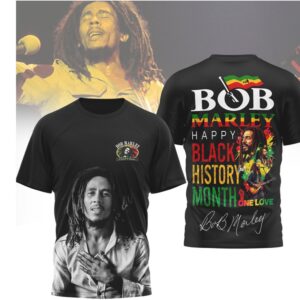 Bob Marley Happy Black History Month One Love Reggae Legend Portrait Graphic Fan Shirt