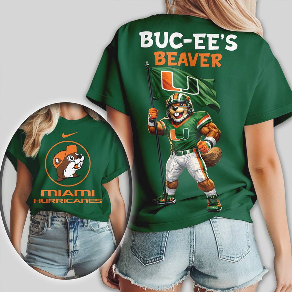 Buc ee’s Beaver Miami Hurricanes Flag Football Mascot T Shirt Buc ee’s Beaver Miami Hurricanes Flag Football Mascot T Shirt