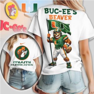 Buc ee’s Beaver Miami Hurricanes Flag Football Mascot T Shirt