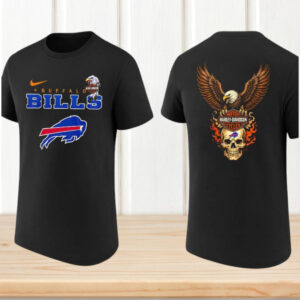 Buffalo Bills Harley Davidson Eagle Skull Fire Football Fan T Shirt