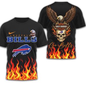 Buffalo Bills Official NFL Eagle Harley Davidson 3D Shirt