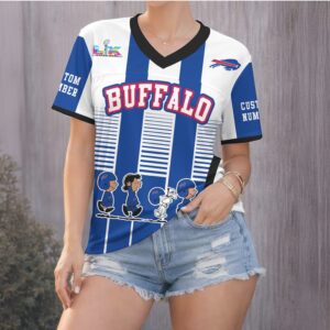 Buffalo Bills Official Super Bowl x Peanut V neck Baseball Jersey