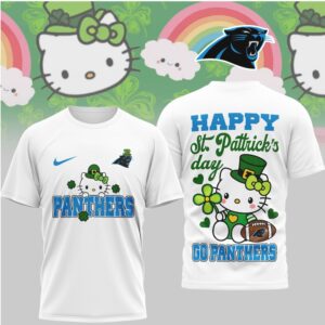 Carolina Panthers Hello Kitty St. Patrick's Day Lucky Shamrock Football Fan T Shirt