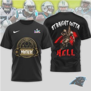 Carolina Panthers “Straight Outta Hell” Horror Graphic T Shirt