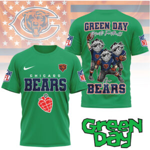 Chicago Bears “Green Day Meets Football” Cartoon Graphic Fan Tee Chicago Bears “Green Day Meets Football” Cartoon Graphic Fan Tee