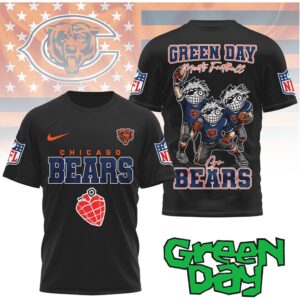 Chicago Bears “Green Day Meets Football” Cartoon Graphic Fan Tee