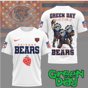 Chicago Bears “Green Day Meets Football” Cartoon Graphic Fan Tee