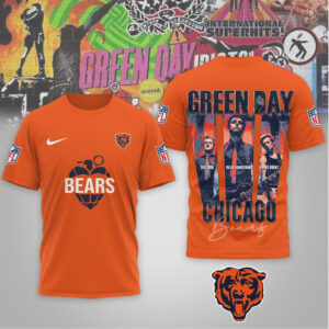 Chicago Bears Green Day Rock Band Mashup Nike Performance Football Fan T Shirt Chicago Bears Green Day Rock Band Mashup Nike Performance Football Fan T Shirt