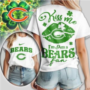 Chicago Bears Kiss Me I'm A Fan St. Patrick's Day Women's Green Football Shirt