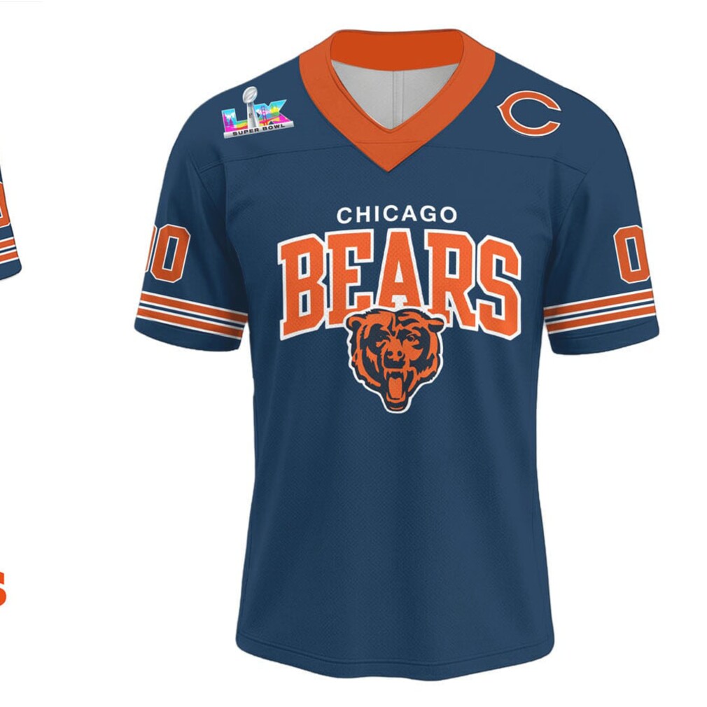 Chicago Bears Official V neck Baseball Jersey Chicago Bears Official V neck Baseball Jersey